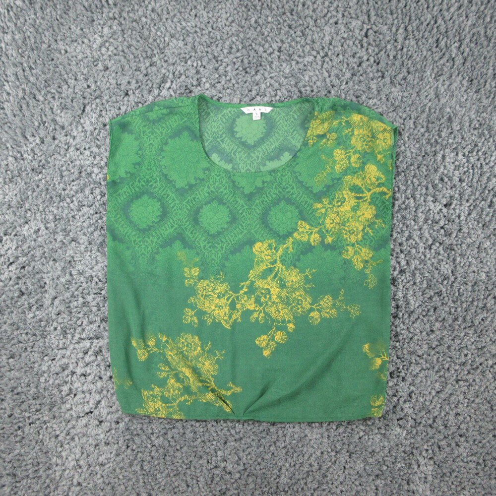 Cabi Shirt Womens Small Green Geometric Sleeveless Lightweight